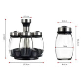 7-Piece Spice Jar Set with Rotating Rack – Glass Seasoning & Salt Shakers Storage Organizer  Honesty Sales U.K